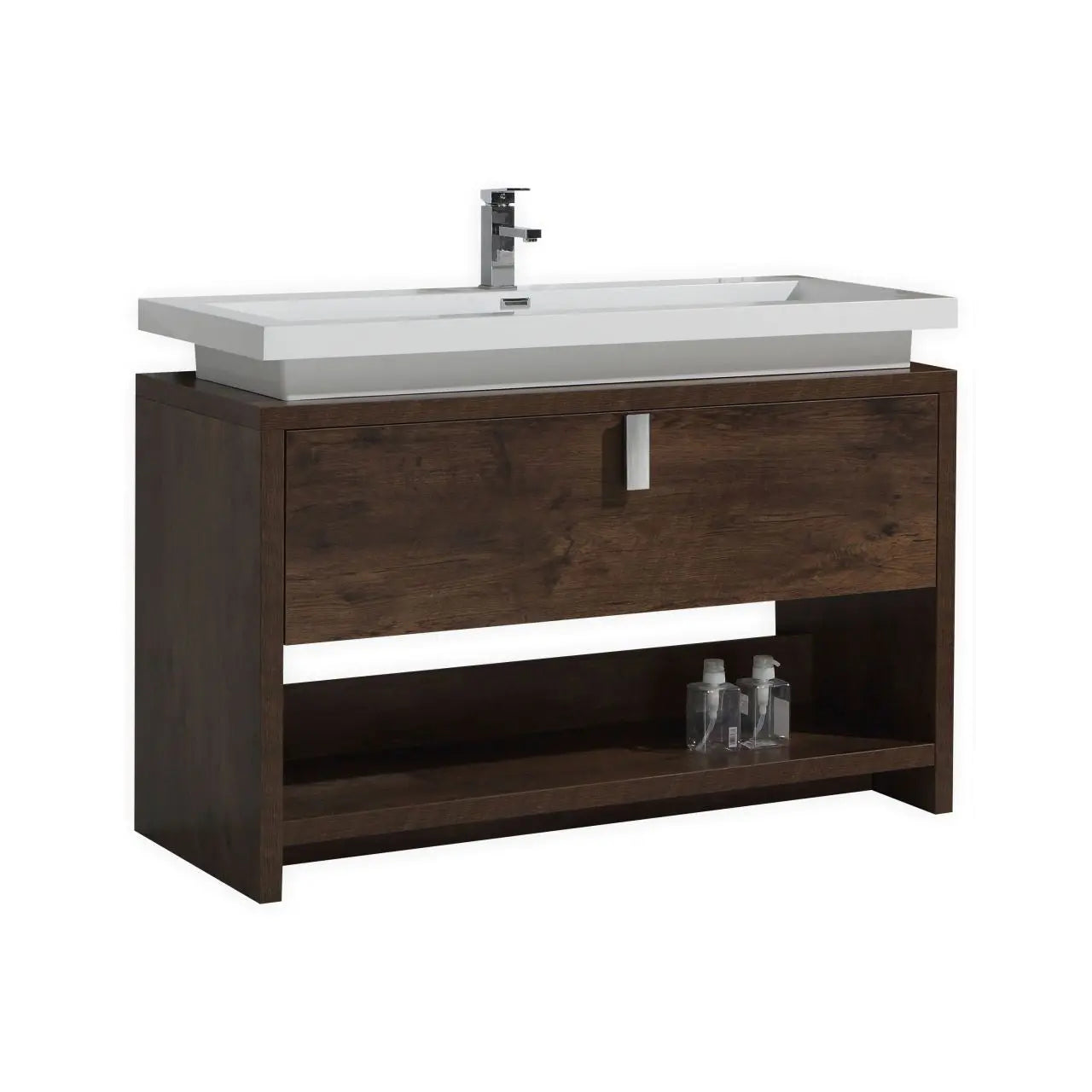 Kube Bath Levi 48″ Rose Wood Modern Bathroom Vanity W/ Cubby Hole - Plumbing Market