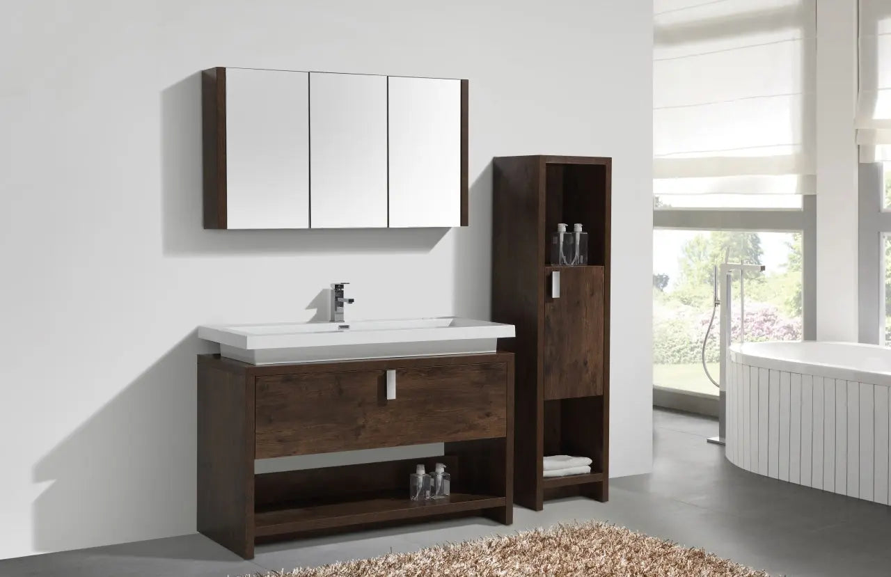 Kube Bath Levi 48″ Rose Wood Modern Bathroom Vanity W/ Cubby Hole - Plumbing Market