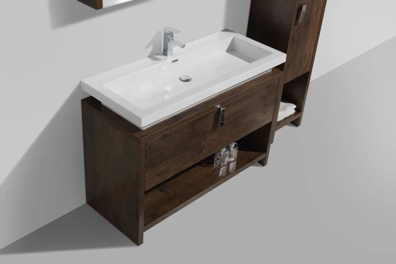 Kube Bath Levi 48″ Rose Wood Modern Bathroom Vanity W/ Cubby Hole - Plumbing Market
