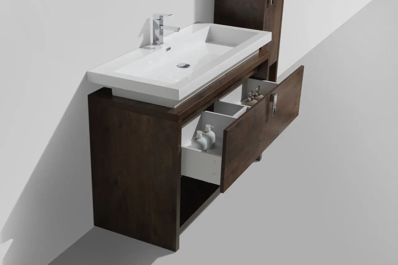 Kube Bath Levi 48″ Rose Wood Modern Bathroom Vanity W/ Cubby Hole - Plumbing Market