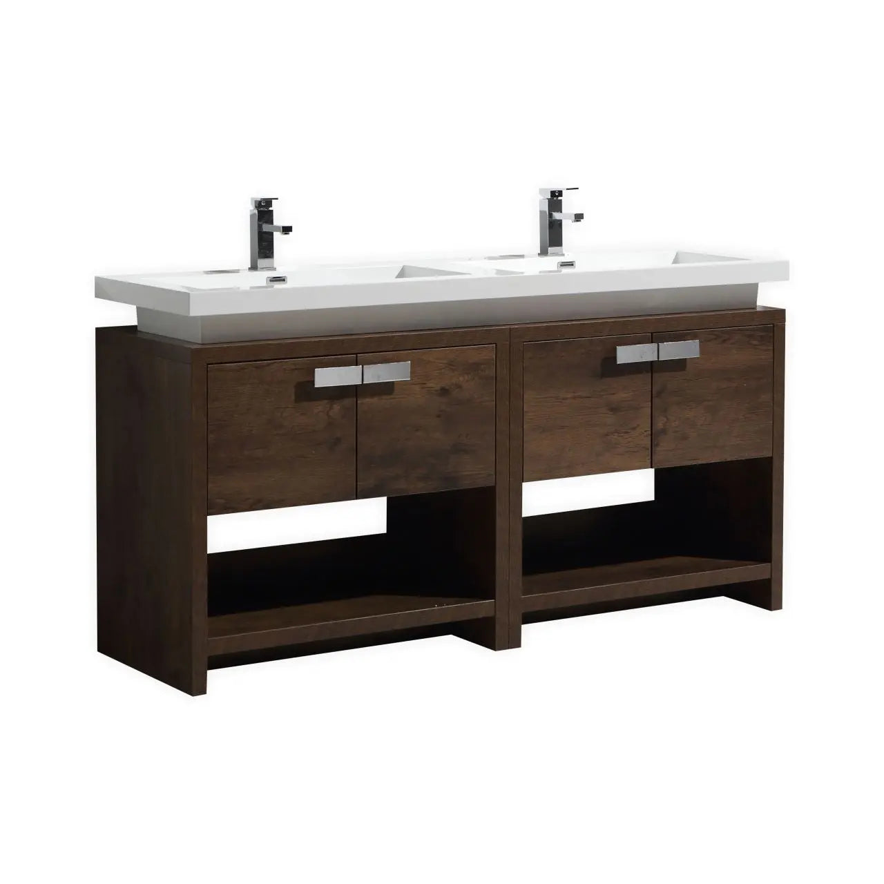 Kube Bath Levi 63″ Rose Wood Modern Bathroom Vanity W/ Cubby Hole - Plumbing Market