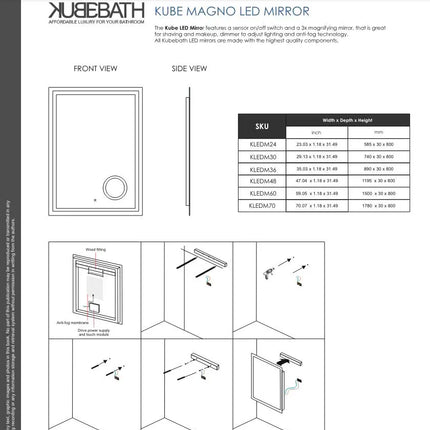Kube Bath Magno LED Bathroom Mirror With Manify Mirror - Plumbing Market