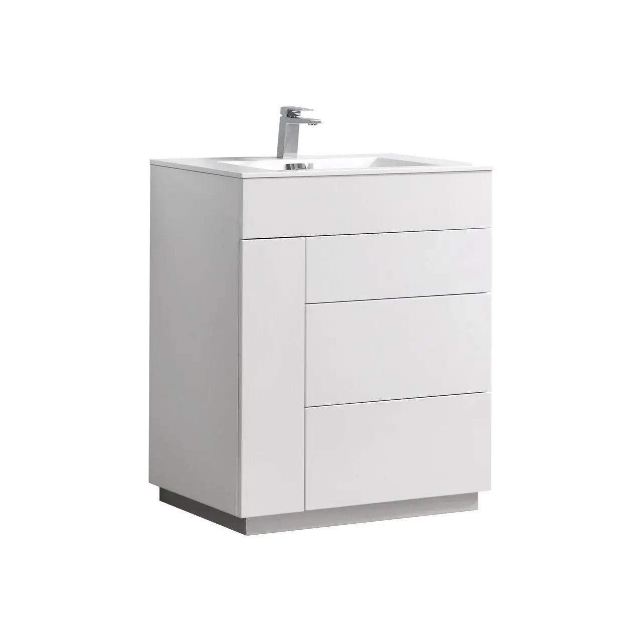Kube Bath Milano 30″ Gloss White Floor Mount Modern Bathroom Vanity - Plumbing Market