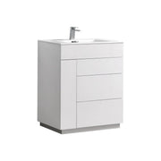Kube Bath Milano 30″ Gloss White Floor Mount Modern Bathroom Vanity - Plumbing Market