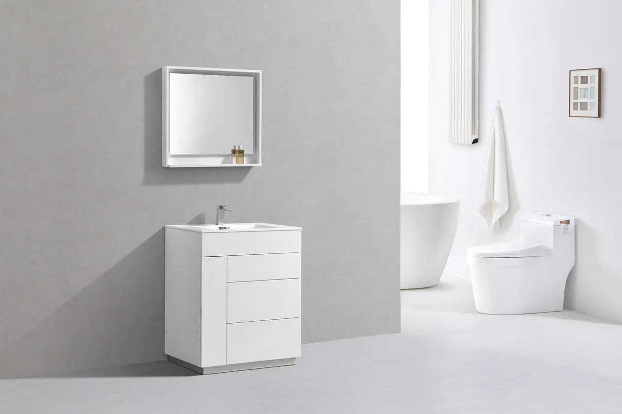 Kube Bath Milano 30″ Gloss White Floor Mount Modern Bathroom Vanity - Plumbing Market