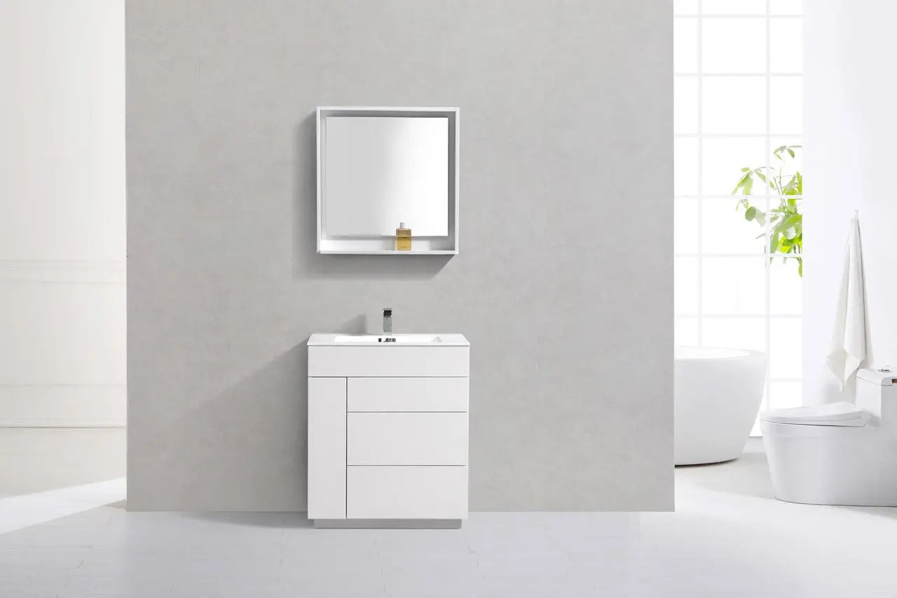 Kube Bath Milano 30″ Gloss White Floor Mount Modern Bathroom Vanity - Plumbing Market