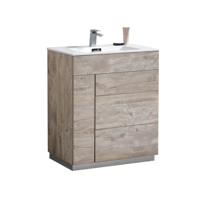 Kube Bath Milano 30″ Nature Wood Floor Mount Modern Bathroom Vanity - Plumbing Market
