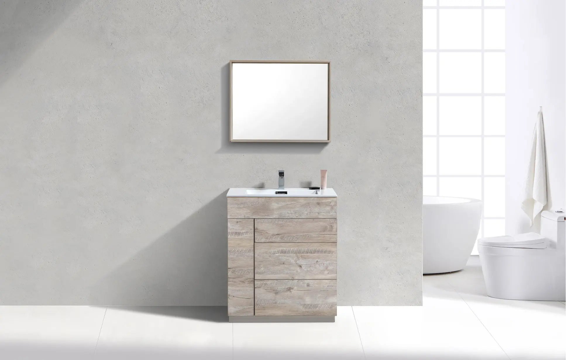 Kube Bath Milano 30″ Nature Wood Floor Mount Modern Bathroom Vanity - Plumbing Market