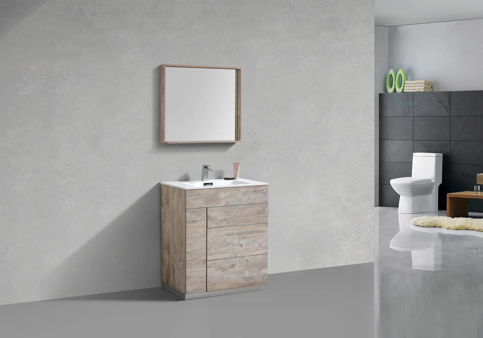 Kube Bath Milano 30″ Nature Wood Floor Mount Modern Bathroom Vanity - Plumbing Market