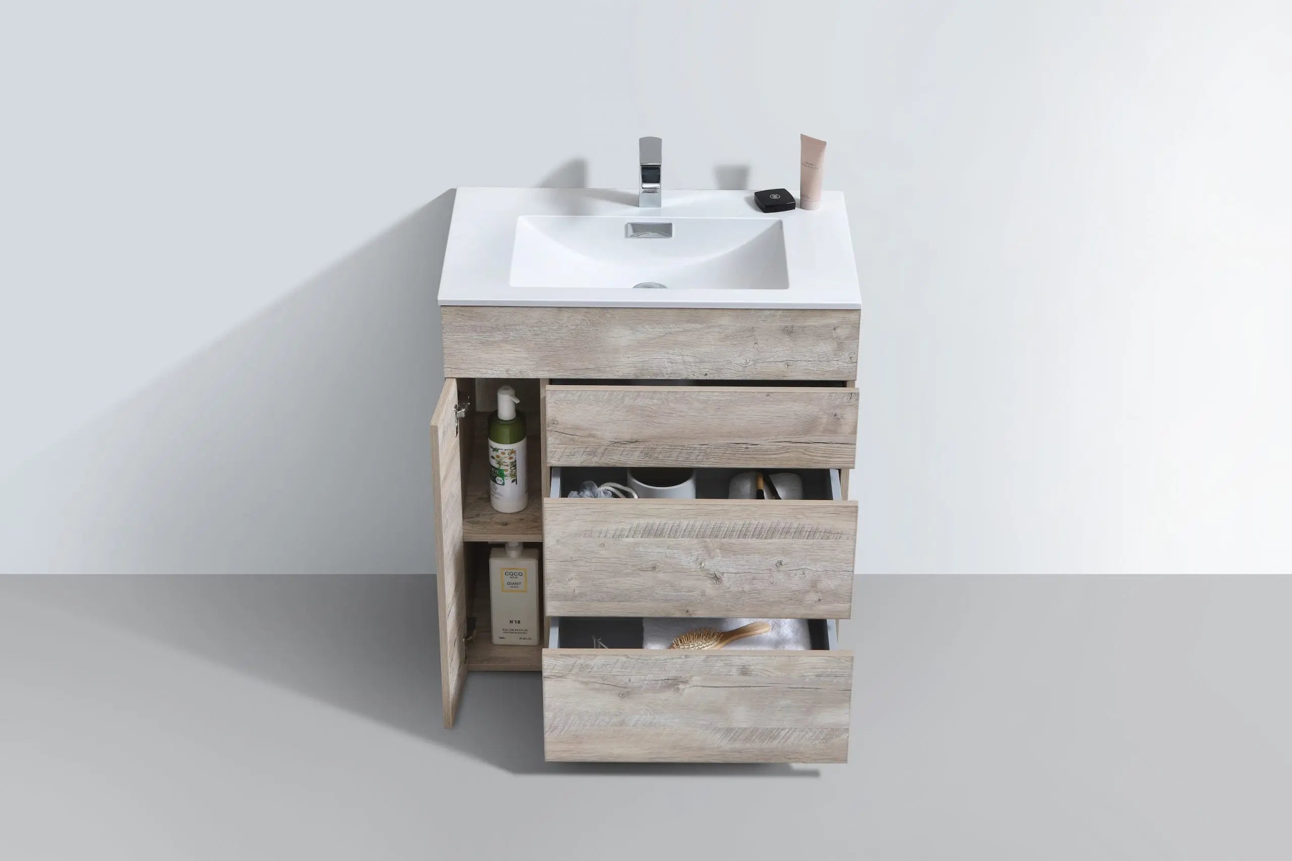 Kube Bath Milano 30″ Nature Wood Floor Mount Modern Bathroom Vanity - Plumbing Market