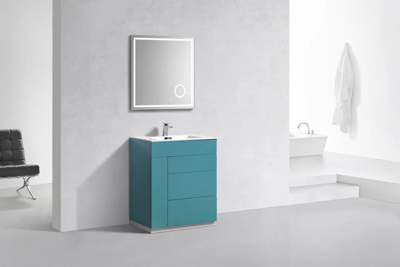 Kube Bath Milano 30″ Teal Green Floor Mount Modern Bathroom Vanity - Plumbing Market