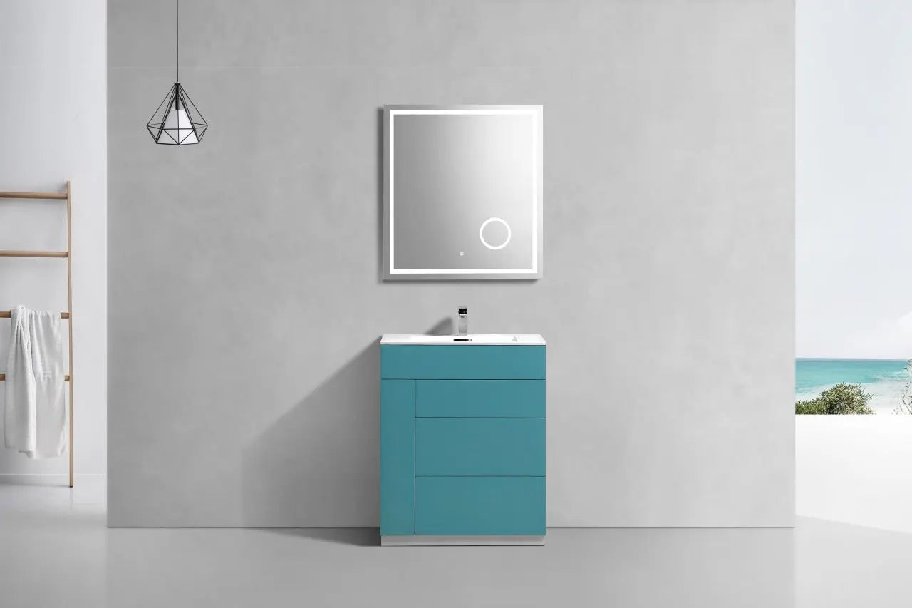 Kube Bath Milano 30″ Teal Green Floor Mount Modern Bathroom Vanity - Plumbing Market