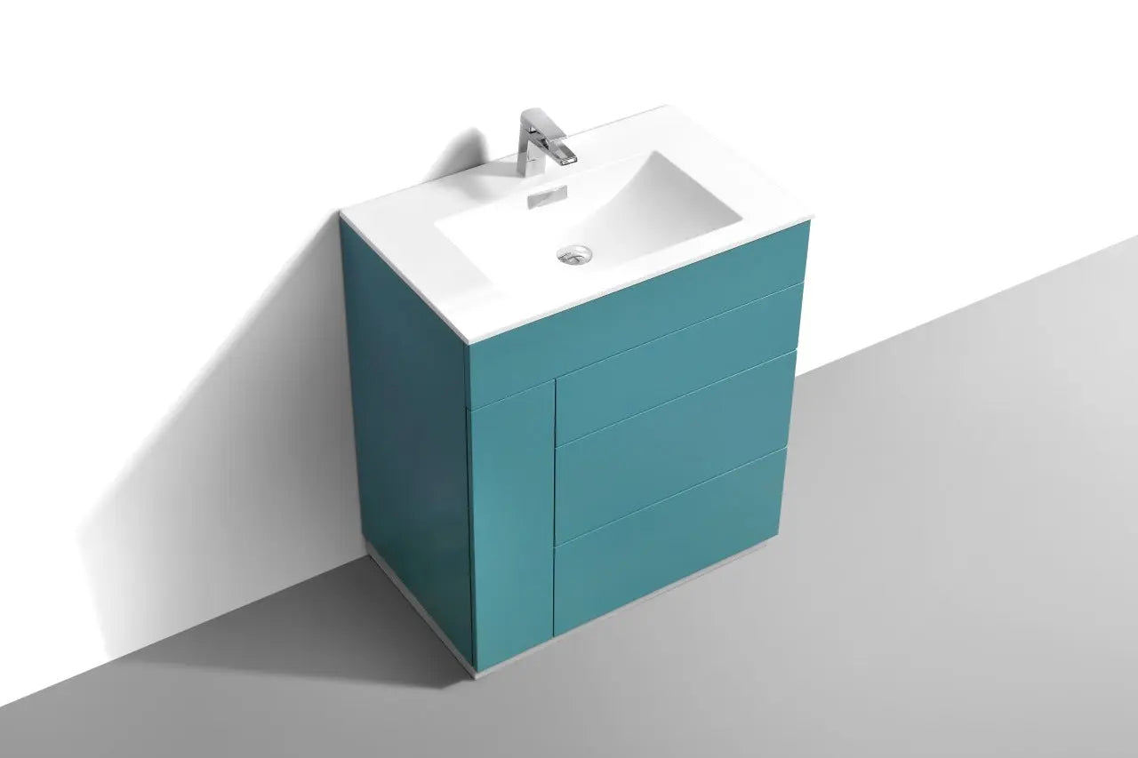 Kube Bath Milano 30″ Teal Green Floor Mount Modern Bathroom Vanity - Plumbing Market