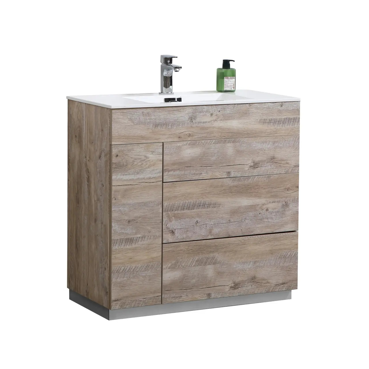 Kube Bath Milano 36″ Nature Wood Floor Mount Modern Bathroom Vanity - Plumbing Market