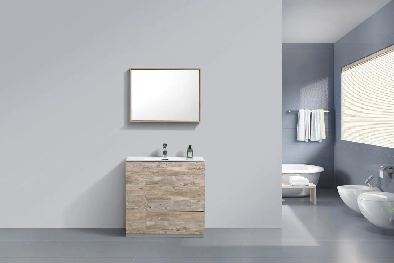 Kube Bath Milano 36″ Nature Wood Floor Mount Modern Bathroom Vanity - Plumbing Market