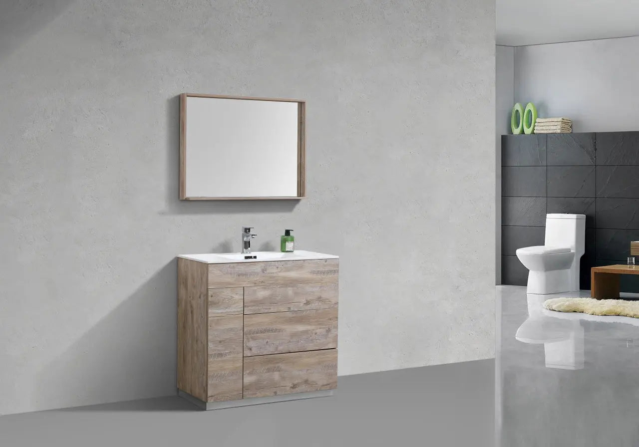 Kube Bath Milano 36″ Nature Wood Floor Mount Modern Bathroom Vanity - Plumbing Market