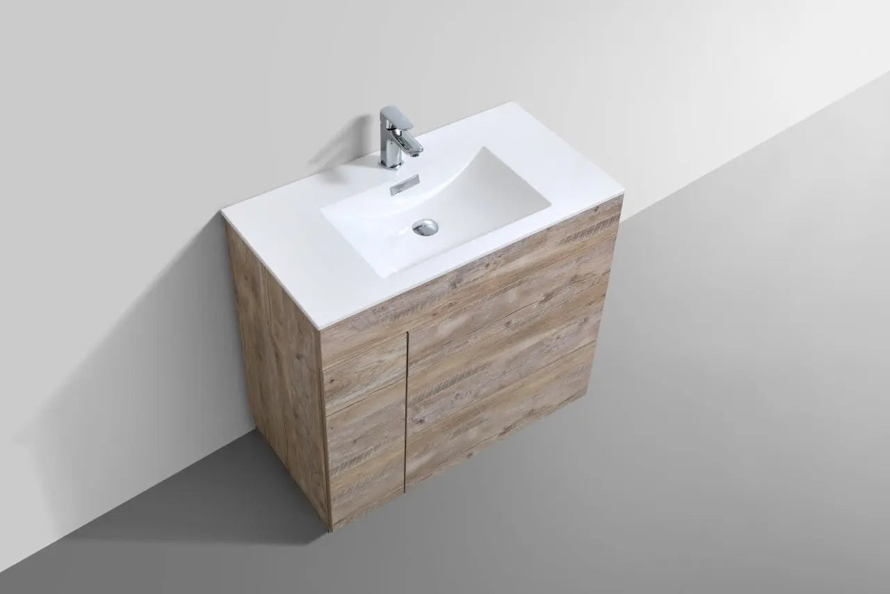Kube Bath Milano 36″ Nature Wood Floor Mount Modern Bathroom Vanity - Plumbing Market