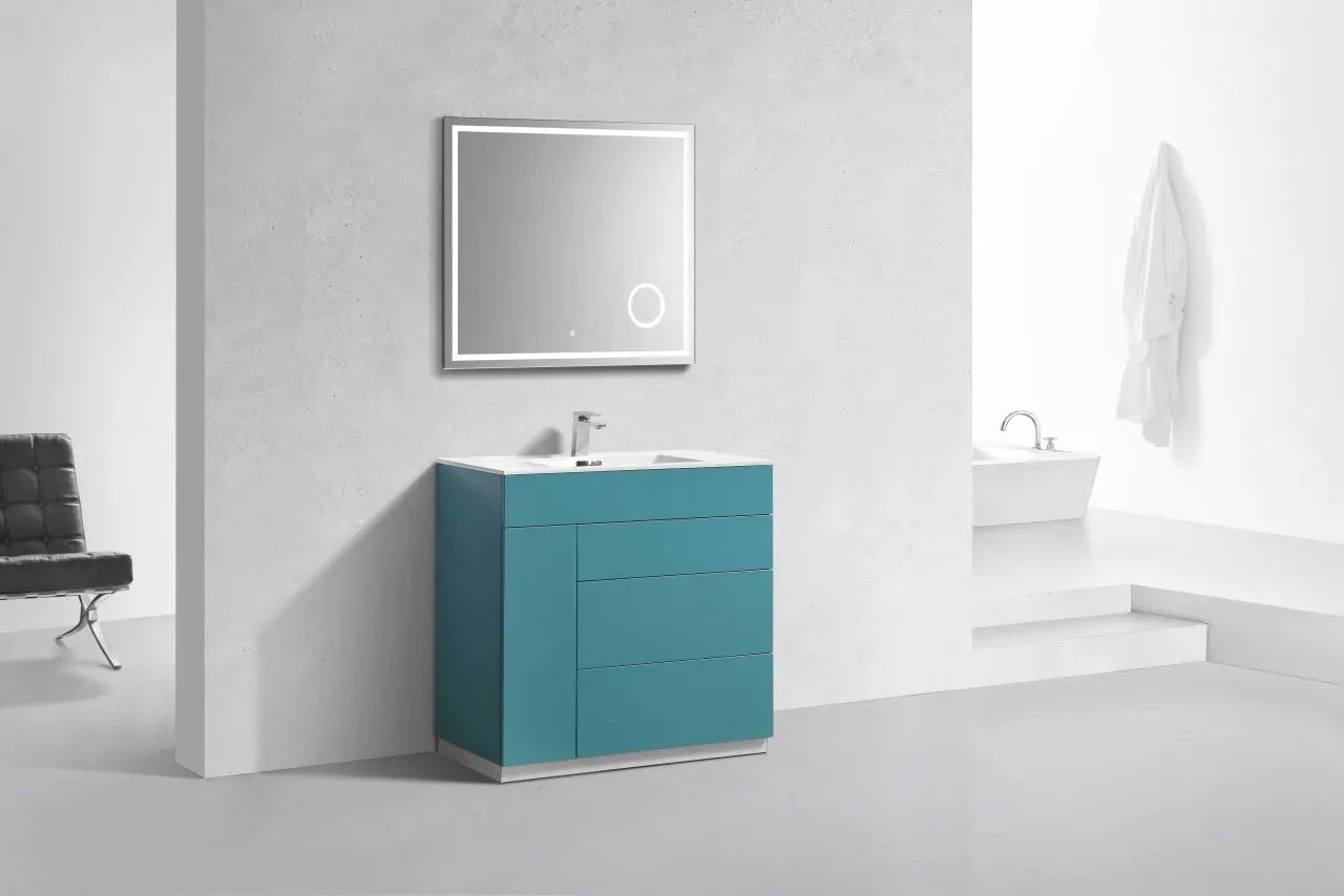Kube Bath Milano 36″ Teal Green Floor Mount Modern Bathroom Vanity - Plumbing Market
