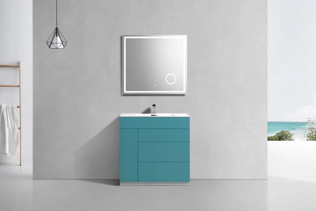 Kube Bath Milano 36″ Teal Green Floor Mount Modern Bathroom Vanity - Plumbing Market