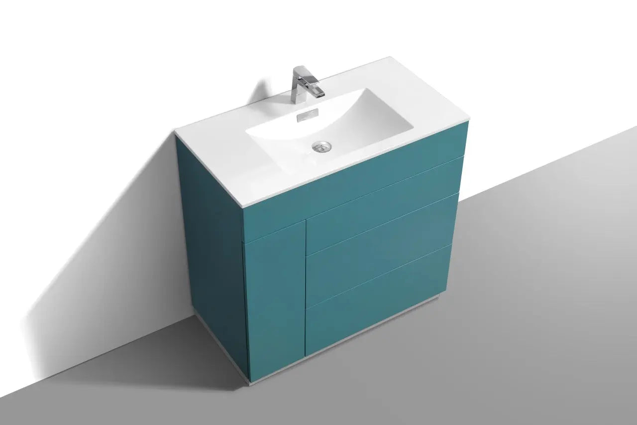Kube Bath Milano 36″ Teal Green Floor Mount Modern Bathroom Vanity - Plumbing Market