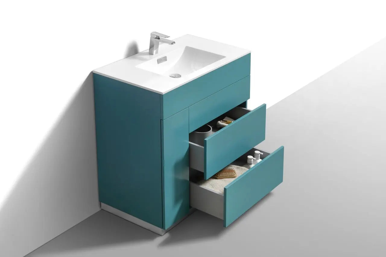 Kube Bath Milano 36″ Teal Green Floor Mount Modern Bathroom Vanity - Plumbing Market