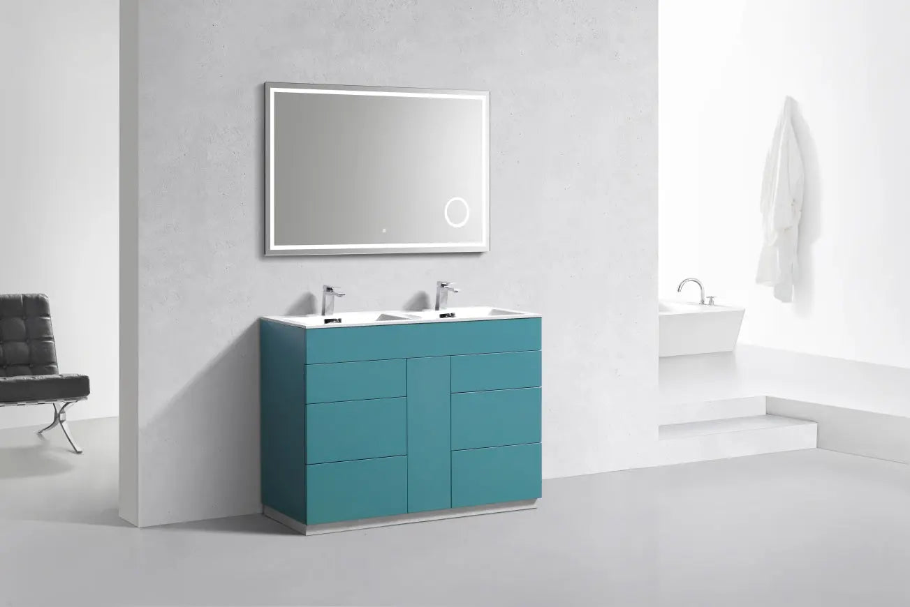 Kube Bath Milano 48″ Double Sink Teal Green Floor Mount Modern Bathroom Vanity - Plumbing Market