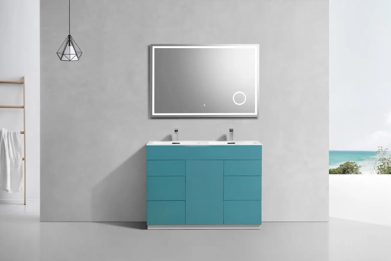 Kube Bath Milano 48″ Double Sink Teal Green Floor Mount Modern Bathroom Vanity - Plumbing Market