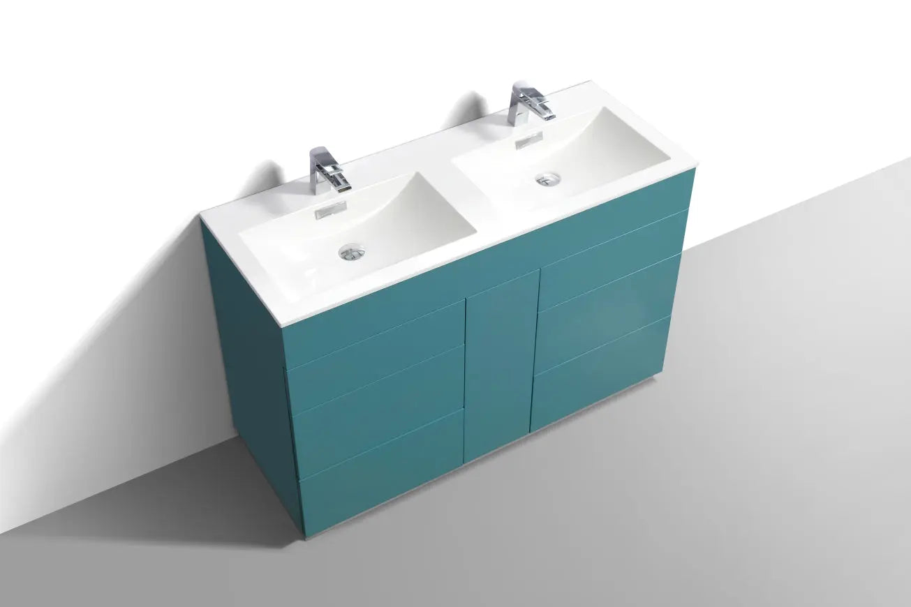 Kube Bath Milano 48″ Double Sink Teal Green Floor Mount Modern Bathroom Vanity - Plumbing Market