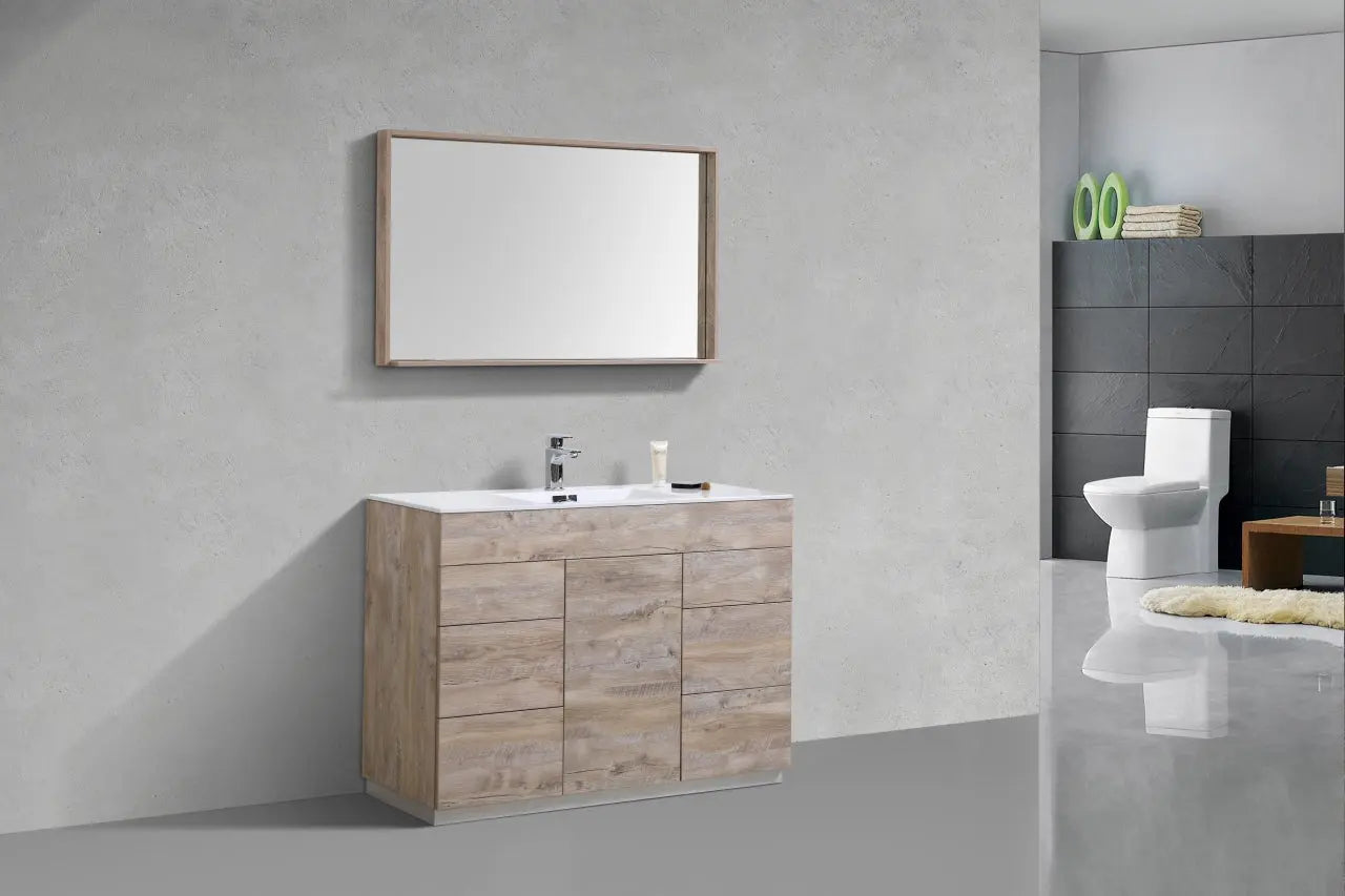 Kube Bath Milano 48″ Nature Wood Floor Mount Modern Bathroom Vanity - Plumbing Market