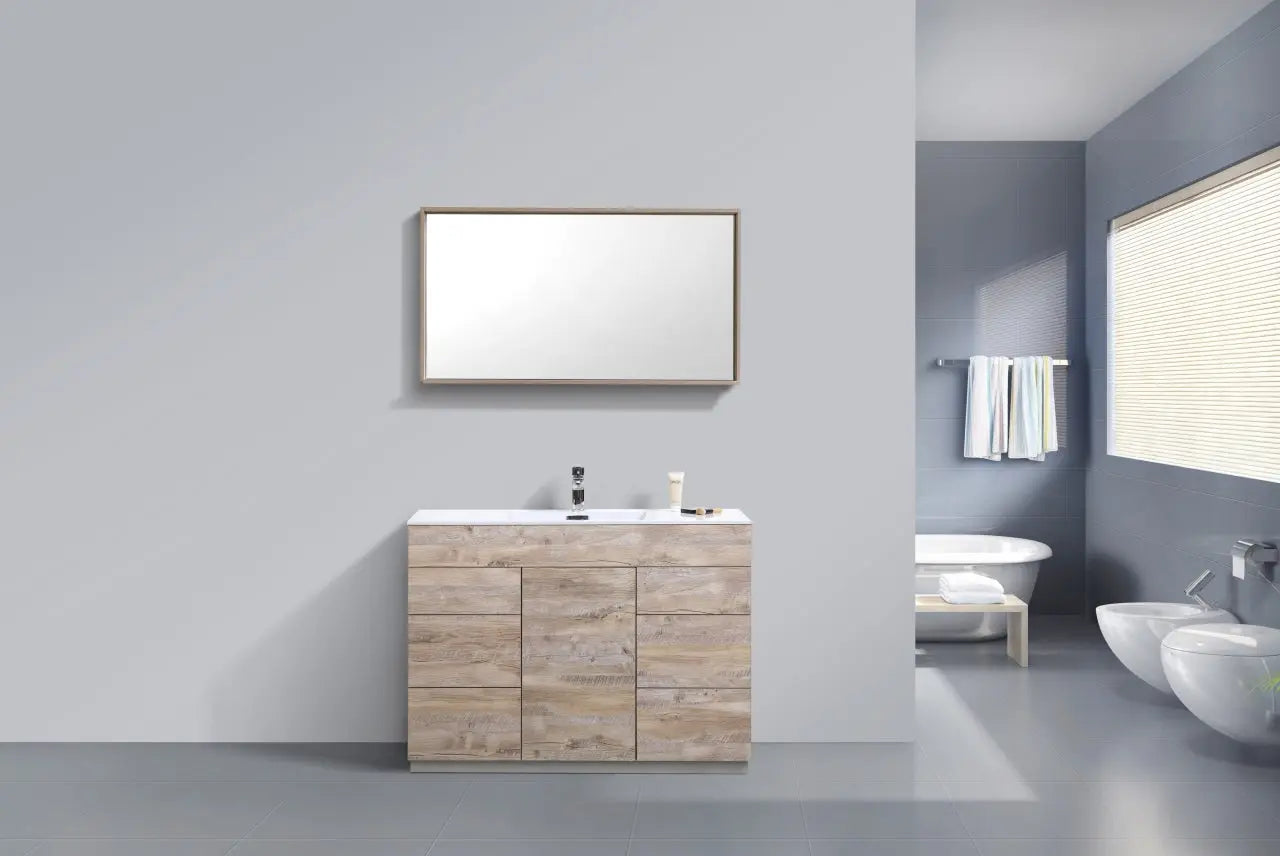 Kube Bath Milano 48″ Nature Wood Floor Mount Modern Bathroom Vanity - Plumbing Market