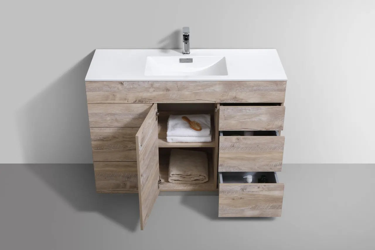Kube Bath Milano 48″ Nature Wood Floor Mount Modern Bathroom Vanity - Plumbing Market