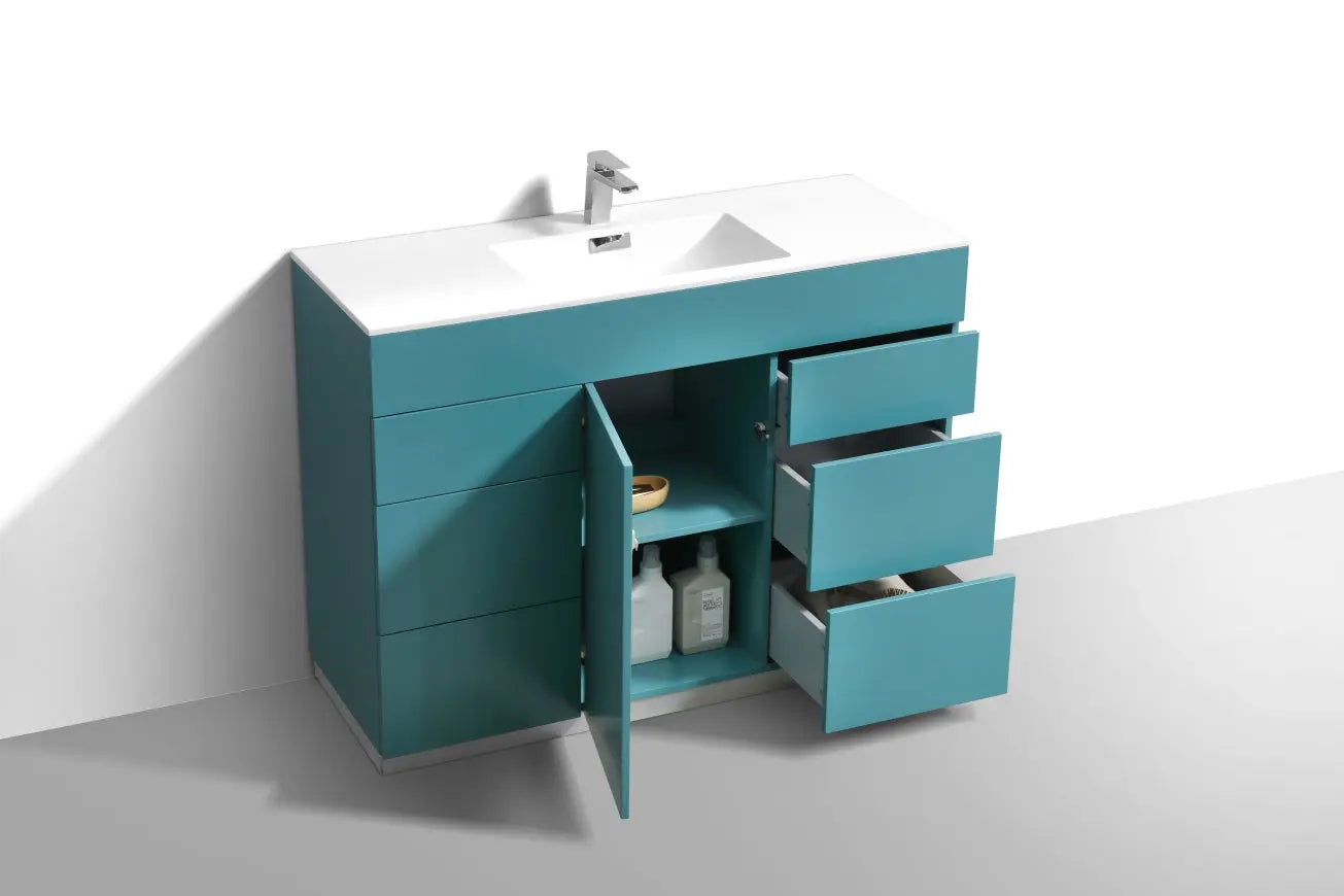 Kube Bath Milano 48″ Teal Green Floor Mount Modern Bathroom Vanity - Plumbing Market