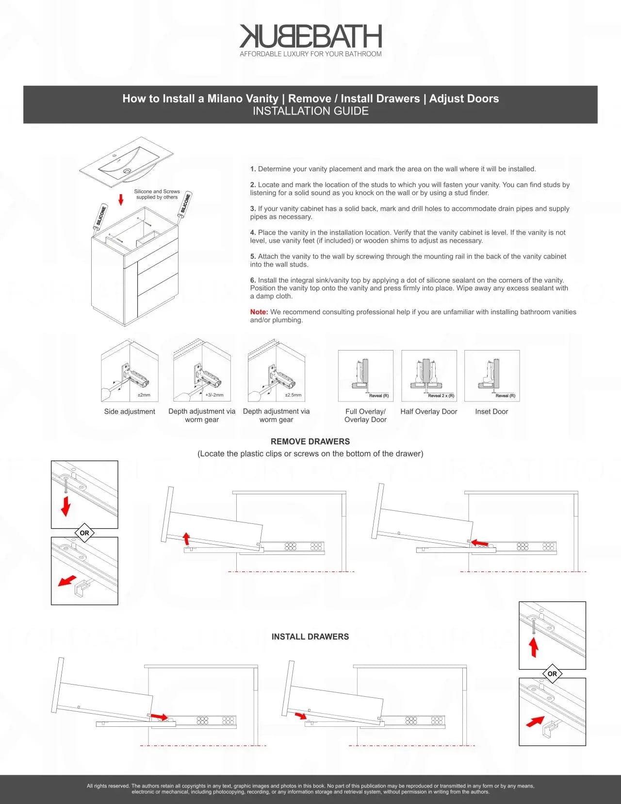 Kube Bath Milano 60″ Double Sink High Gloss White Floor Mount Modern Bathroom Vanity - Plumbing Market