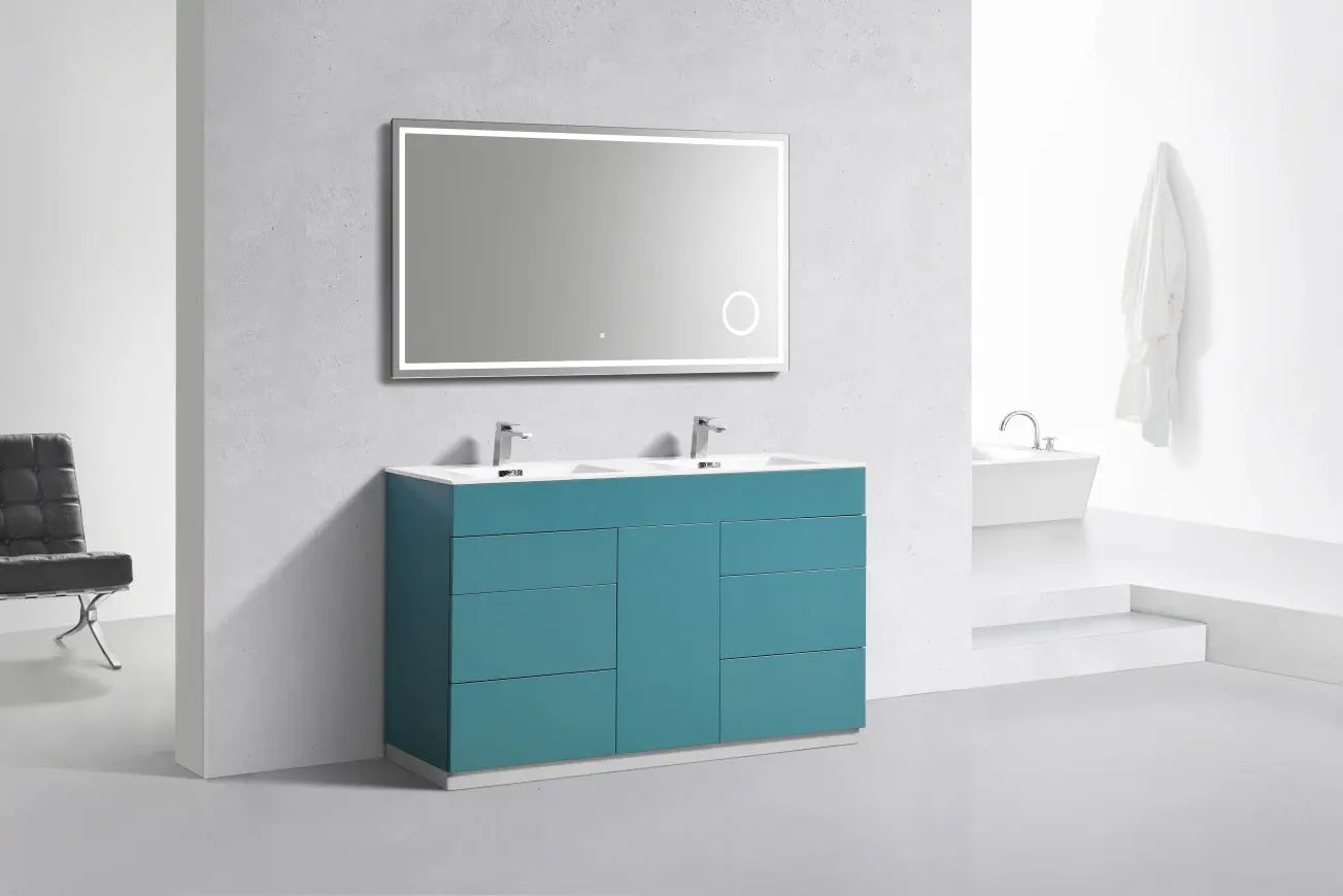 Kube Bath Milano 60″ Double Sink Teal Green Floor Mount Modern Bathroom Vanity - Plumbing Market