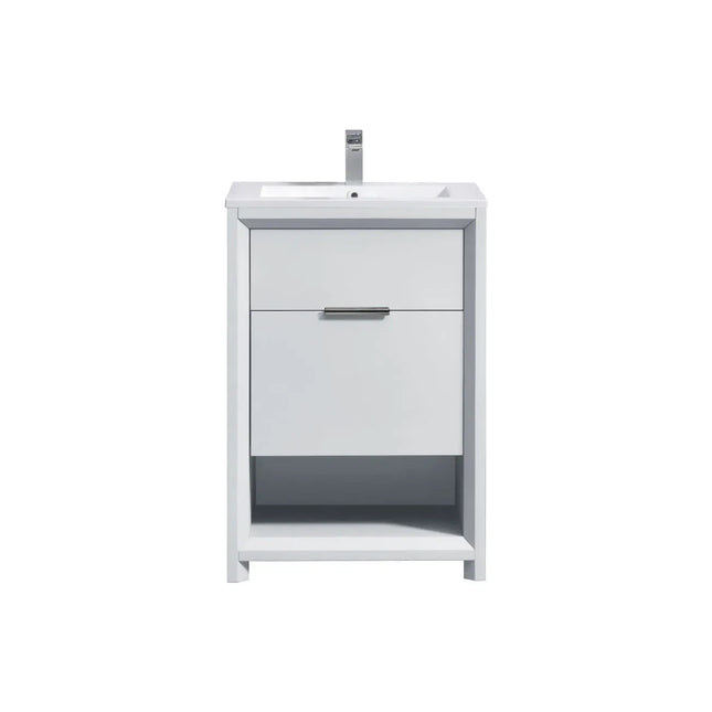 Kube Bath Nudo 24″ Modern Bathroom Vanity in High Gloss White Finish - Plumbing Market