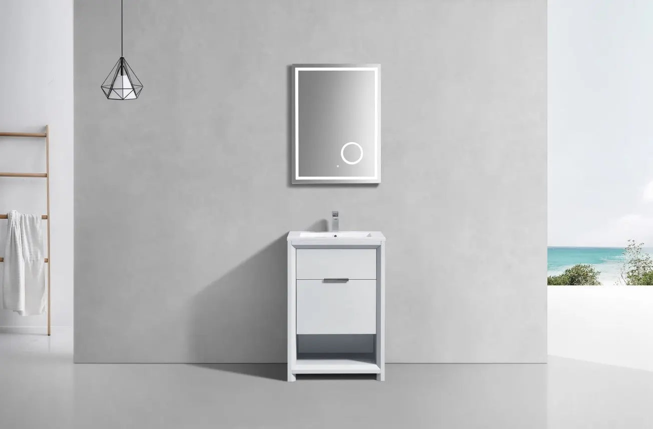 Kube Bath Nudo 24″ Modern Bathroom Vanity in High Gloss White Finish - Plumbing Market