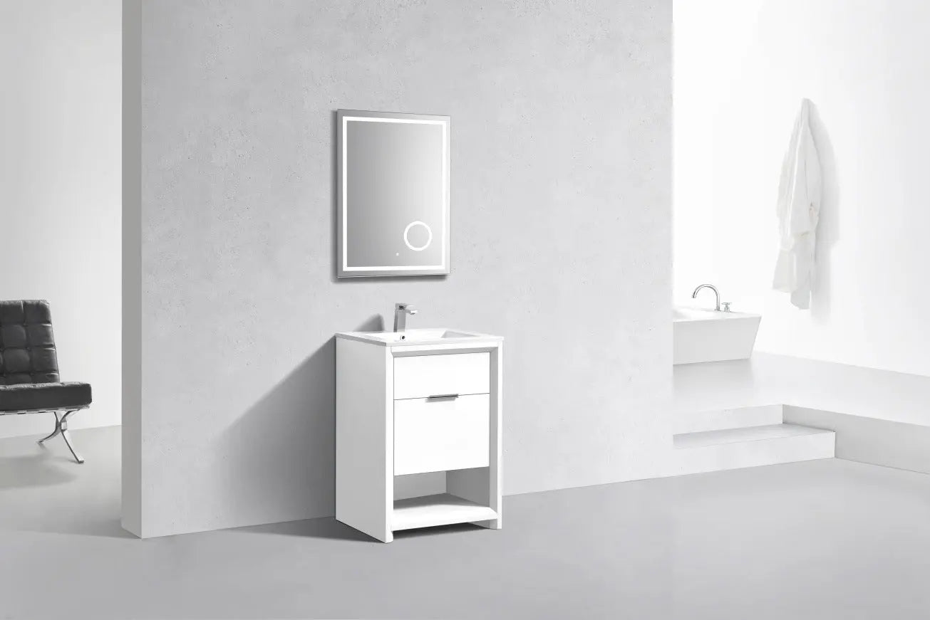 Kube Bath Nudo 24″ Modern Bathroom Vanity in High Gloss White Finish - Plumbing Market