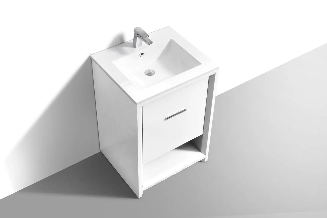 Kube Bath Nudo 24″ Modern Bathroom Vanity in High Gloss White Finish - Plumbing Market