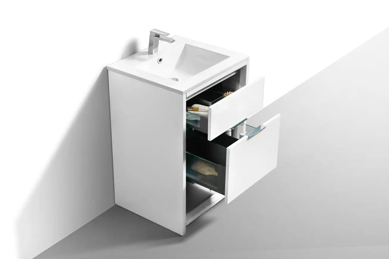 Kube Bath Nudo 24″ Modern Bathroom Vanity in High Gloss White Finish - Plumbing Market