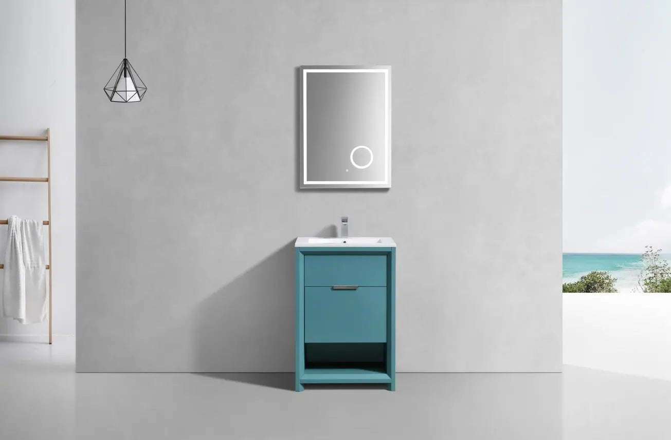 Kube Bath Nudo 24″ Modern Bathroom Vanity in Teal Green Finish - Plumbing Market