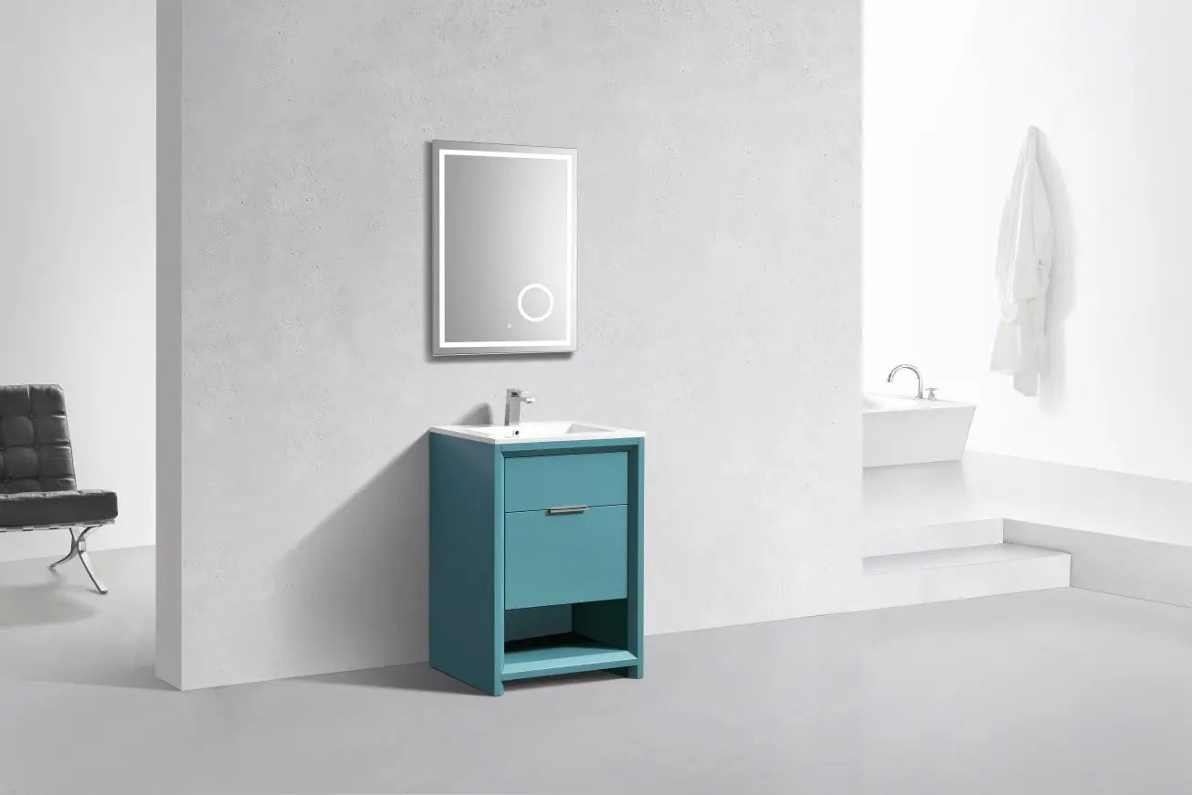 Kube Bath Nudo 24″ Modern Bathroom Vanity in Teal Green Finish - Plumbing Market