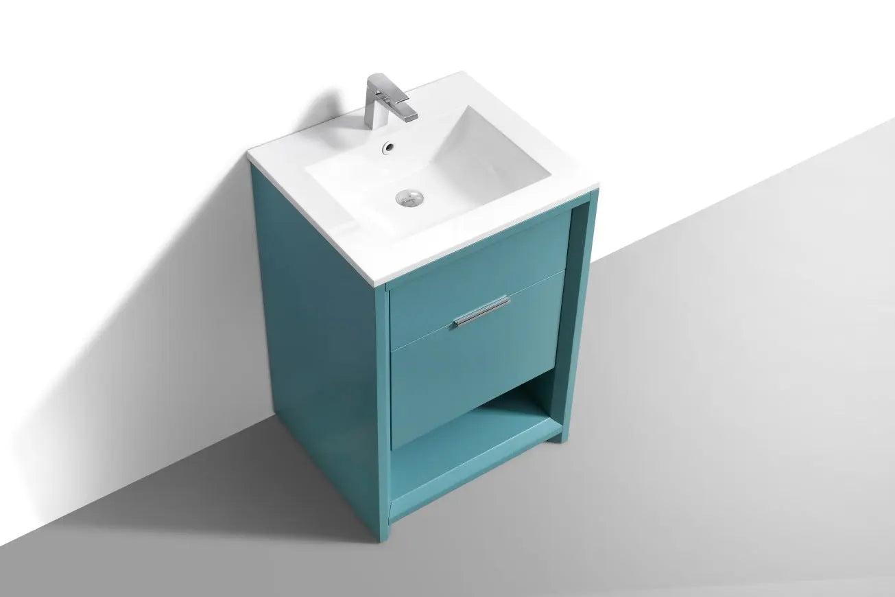Kube Bath Nudo 24″ Modern Bathroom Vanity in Teal Green Finish - Plumbing Market