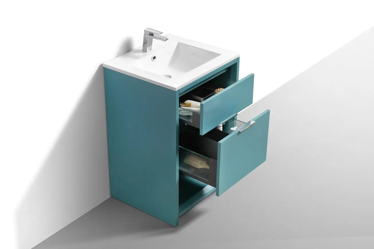 Kube Bath Nudo 24″ Modern Bathroom Vanity in Teal Green Finish - Plumbing Market