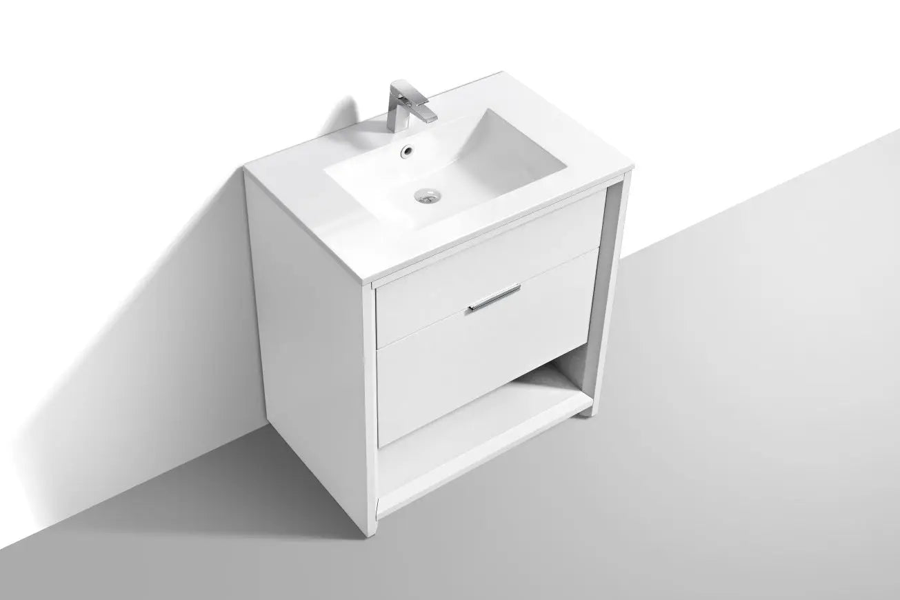 Kube Bath Nudo 32″ Modern Bathroom Vanity in High Gloss White Finish - Plumbing Market