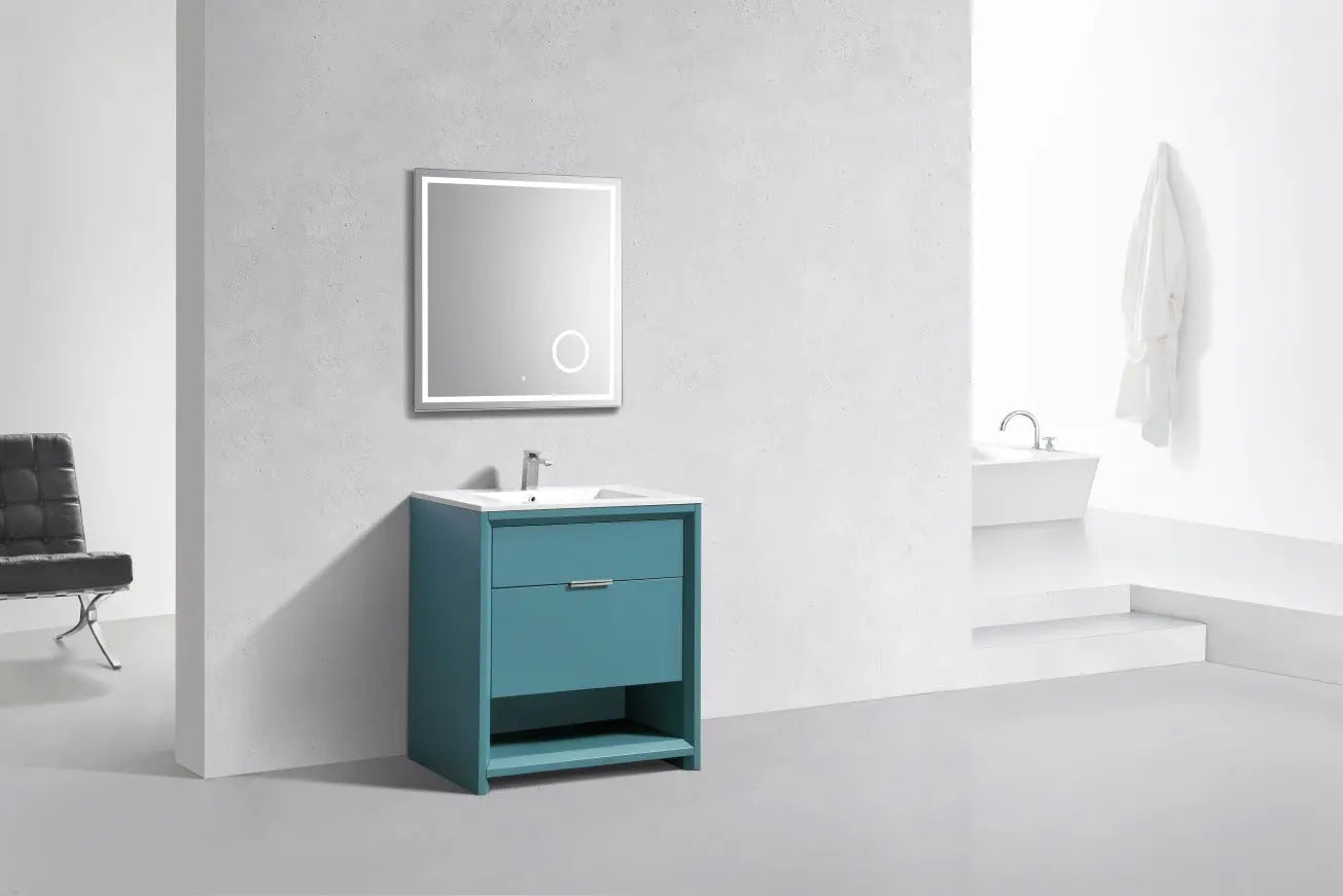 Kube Bath Nudo 32″ Modern Bathroom Vanity in Teal Green Finish - Plumbing Market