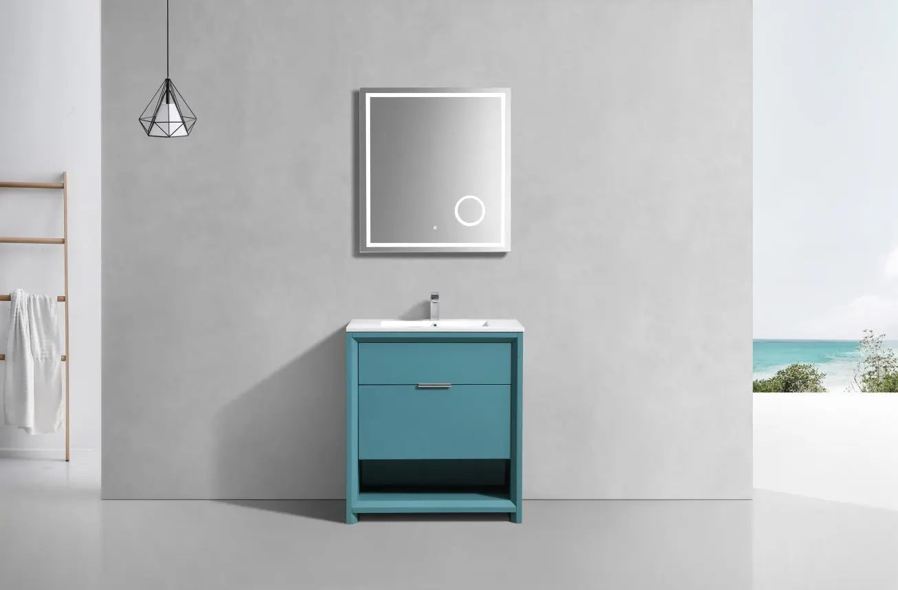 Kube Bath Nudo 32″ Modern Bathroom Vanity in Teal Green Finish - Plumbing Market