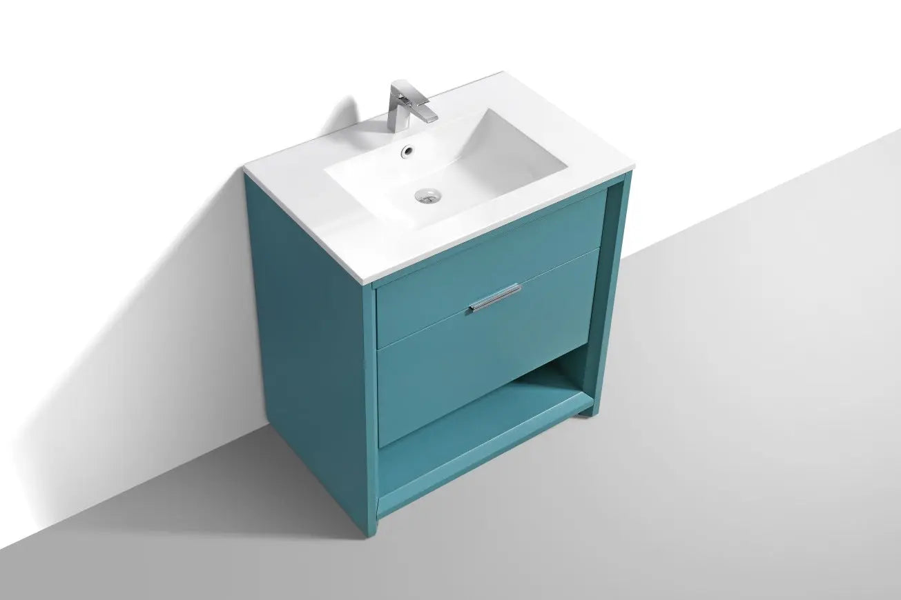 Kube Bath Nudo 32″ Modern Bathroom Vanity in Teal Green Finish - Plumbing Market