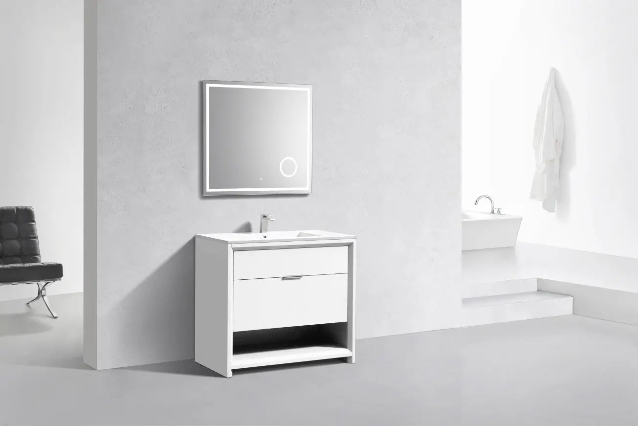 Kube Bath Nudo 36″ Modern Bathroom Vanity in High Gloss White Finish - Plumbing Market