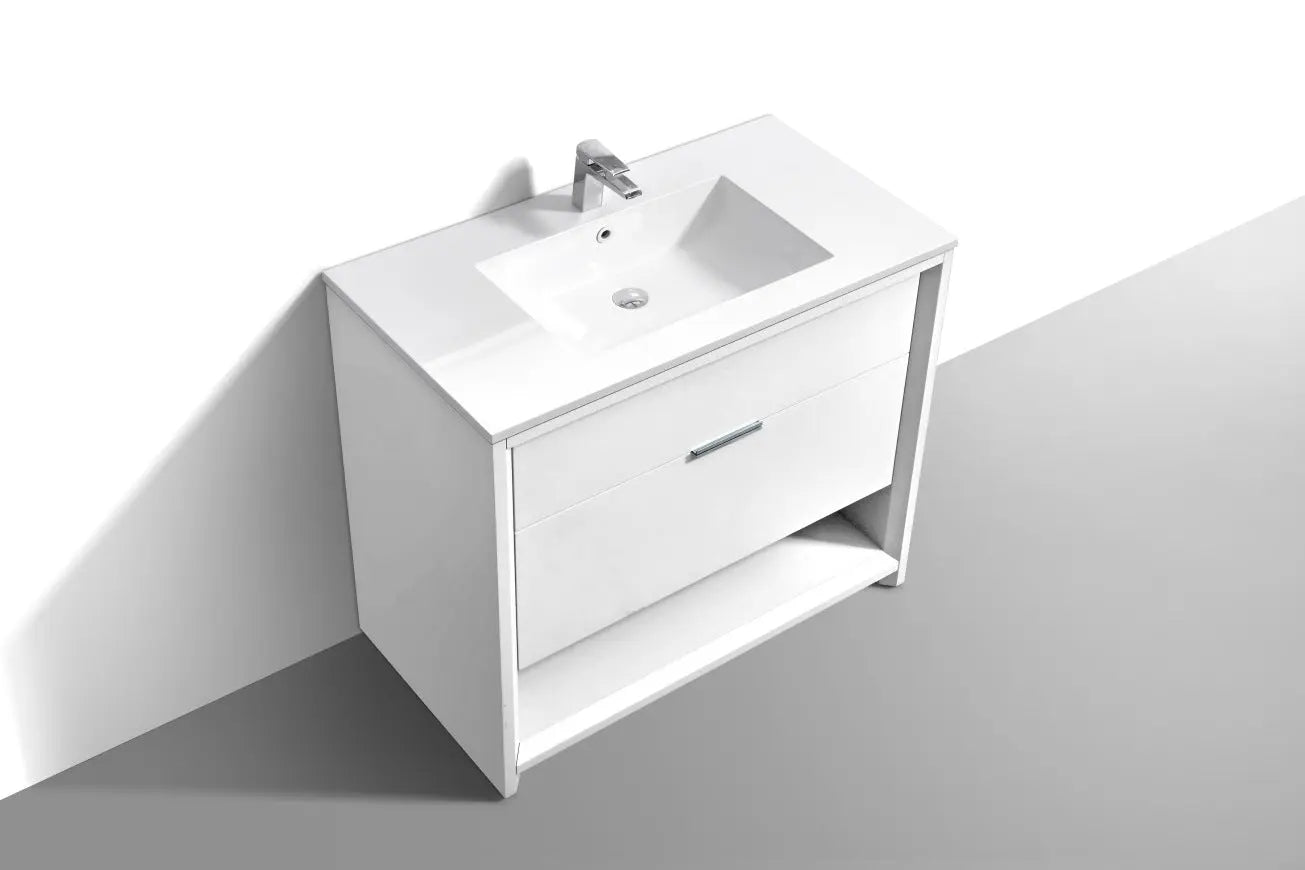 Kube Bath Nudo 36″ Modern Bathroom Vanity in High Gloss White Finish - Plumbing Market