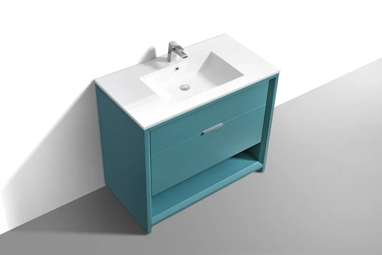 Kube Bath Nudo 36″ Modern Bathroom Vanity in Teal Green Finish - Plumbing Market